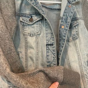 American eagle outfitters denim jean jacket hoodie